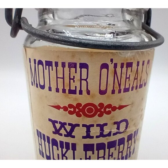 Glass Jar Mother ONeals Wild Huckleberry Preserves Wire Clamp Lid Vintage 11 Oz - Picture 6 of 14